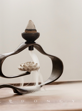 高端倒流香摆件铜好运连连香座