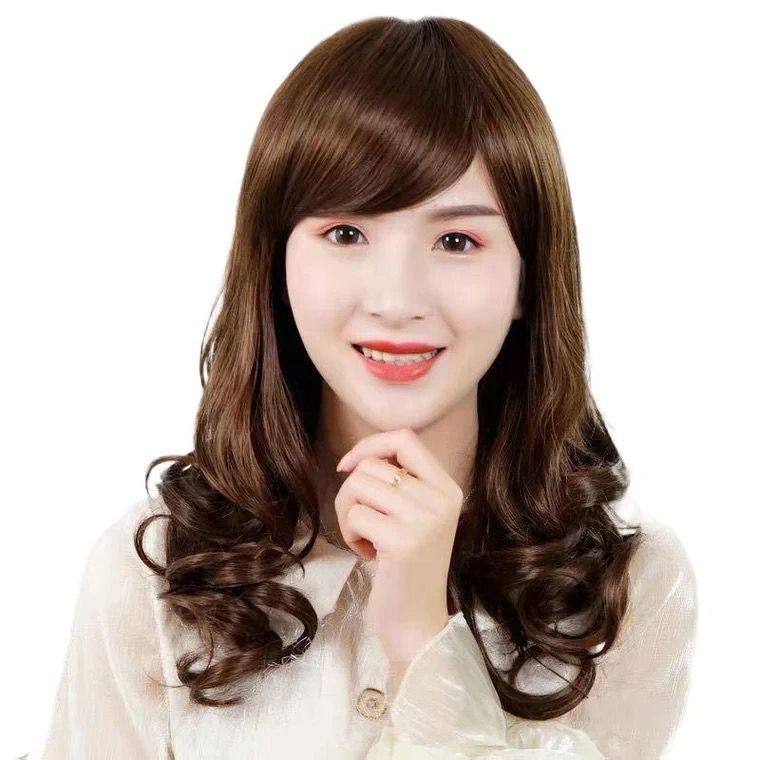 假发女中长卷发斜刘海全头逼真时尚漂亮轻薄透气仿真自然遮白发,淘宝优惠券,粉丝福利购,淘宝优惠卷