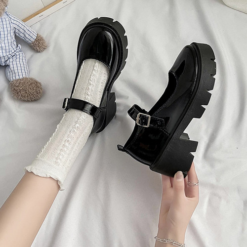 粗跟厚底萝莉玛丽珍单鞋女2025春季新款百搭英伦复古小皮鞋jk鞋子 - 图0