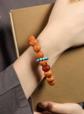 禅木匠猴头核桃红玛瑙男款手串