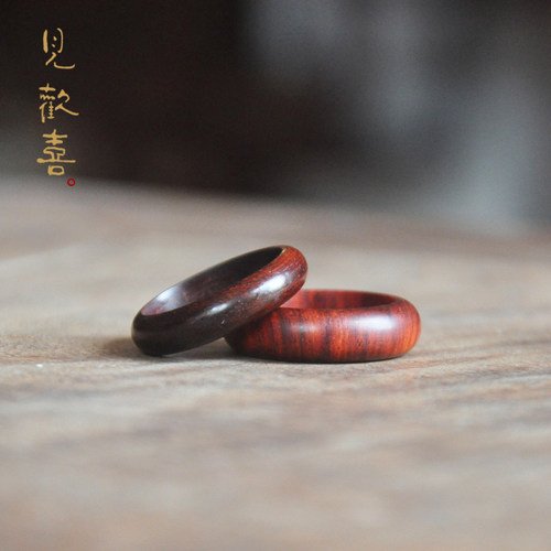 禅木匠 天然木质戒指情侣黑檀绿檀红木紫檀木对戒男女款定制刻字 - 图0