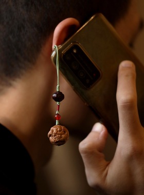 印度檀香木吊坠手机链随身挂饰