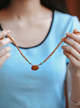 正宗印度老山檀香木锁骨链玫瑰