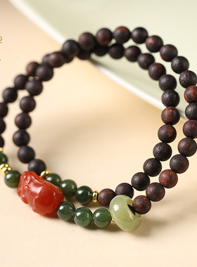 禅木匠降真香和田玉双圈手链