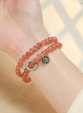 天然冰飘南红玛瑙手串翡翠跑环