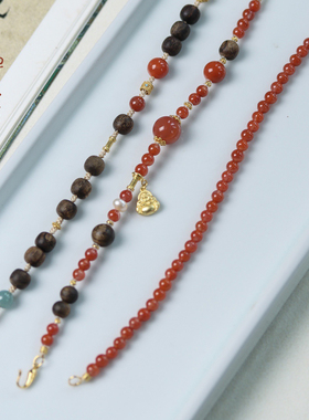 禅木匠达拉干沉香南红可拆卸手链