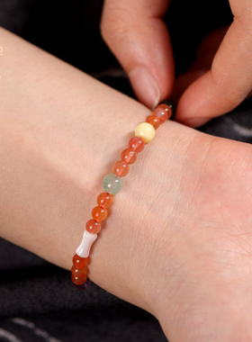 禅木匠冰飘南红多宝珠手链