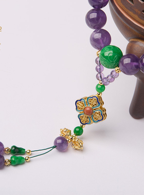 清宫十八子干青玉旗袍压襟手串