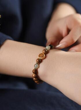 黄水晶和田玉手链文玩念珠