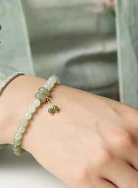 【莲叶间】天然和田玉手串