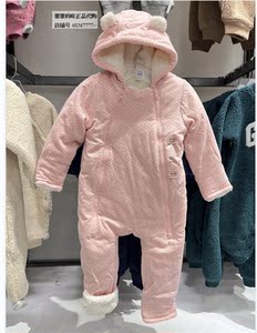 Gap婴儿秋冬新款仿羊羔绒连体衣外出爬服433504/446104童装455841