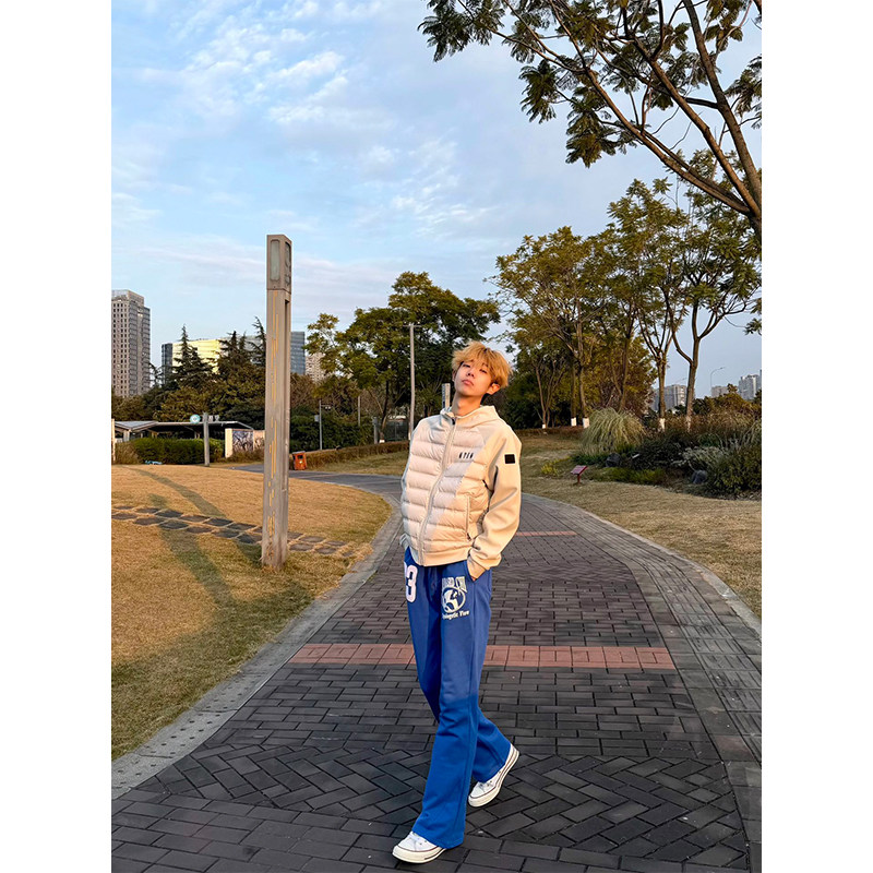 美式重磅植绒刺绣卫裤男女款直筒慵懒风街舞裤子小众设计感弯刀裤,淘宝优惠券,粉丝福利购,淘宝优惠卷