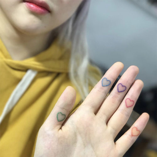 七彩爱心少女心纹身贴防水女持久脚踝手指桃心线条逼真泫雅风刺青 - 图1