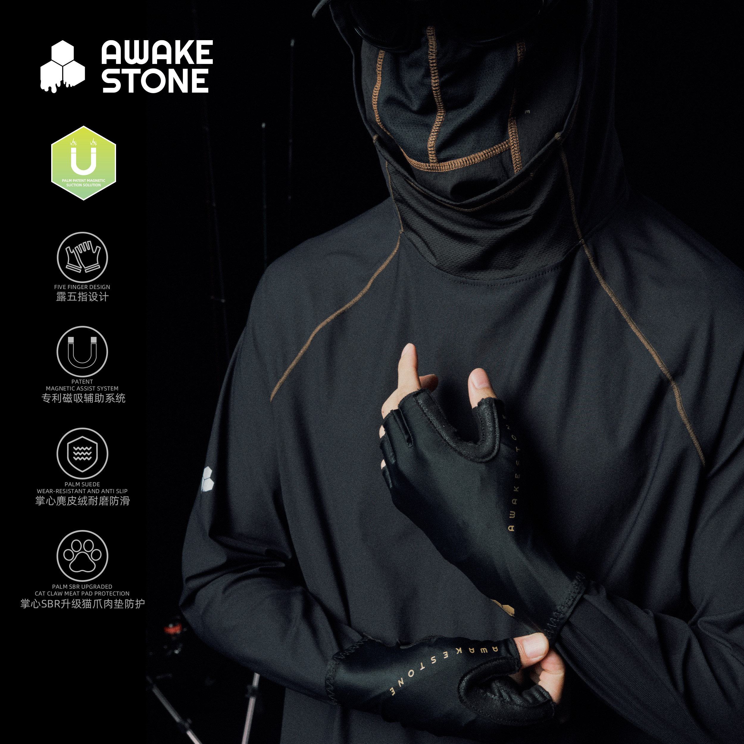 醒石户外2026新款磁吸钓鱼手套冬季防滑防晒露五指专用路亚手套,淘宝优惠券,粉丝福利购,淘宝优惠卷