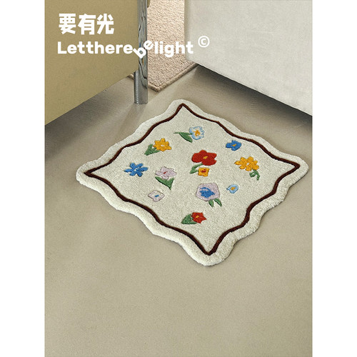 创意绿草地手工剪花毯小地毯ins小地垫沙发坐垫创意摆件墙面装饰 - 图2