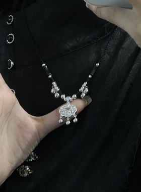 新中式足银平安锁铃铛项链女2023年新款高级设计感小众民族风国风