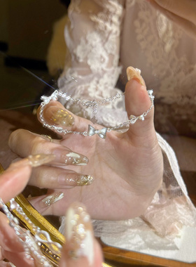 兮语「蝶语」足银999.9蝴蝶结花丝手链女纯银少女新中式国风礼物