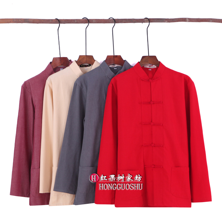 春秋中国风唐装男上衣居士服纯棉练功休闲服装中老年父亲装包邮 - 图0