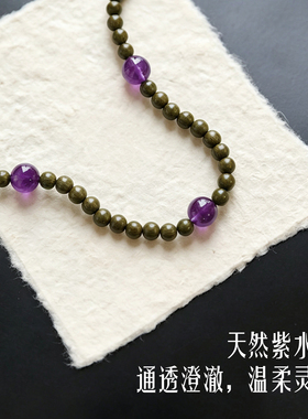 天然野生百年老绿檀手串项链女款