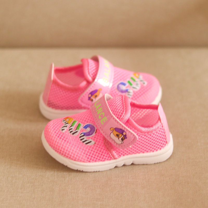 实心底0-1-3岁宝宝透气网鞋男女童运动鞋夏季软底防滑婴儿学步鞋