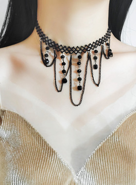 性感蕾丝项链人造水晶吊坠女