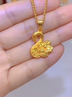 新中式金色天鹅吊坠女时尚百搭高级感项链轻奢小众独特设计感配饰