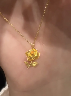 轻奢气质金色玫瑰花锁骨链2025春夏新款小众独特设计感吊坠项链潮