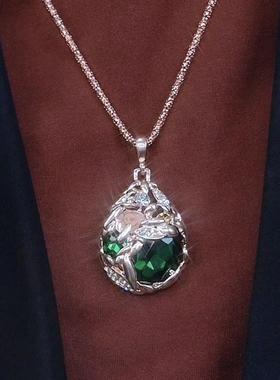 2024新款绿色水晶吊坠项链