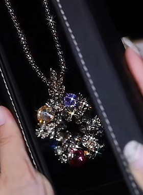 复古高级感彩色水晶项链时尚