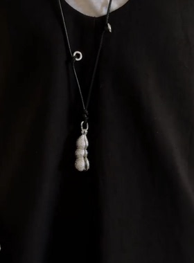 银色豌豆荚项链女秋冬新款轻奢时尚百搭长款吊坠大衣毛衣链配饰潮