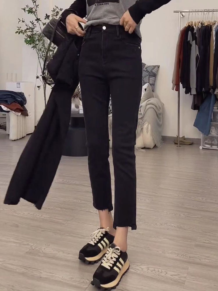 春季新款显瘦高腰大码牛仔裤女胖妹妹弹力九分小直筒烟管裤子八分,淘宝优惠券,粉丝福利购,淘宝优惠卷