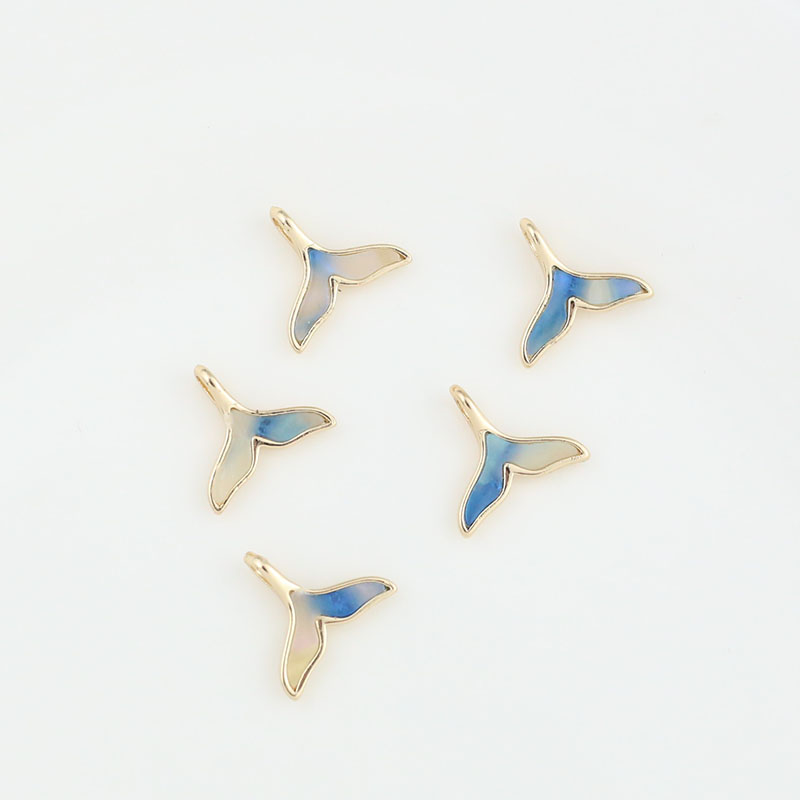 18k真金珍珠贝壳滴胶白贝母鱼尾diy手链耳饰项链锁骨链吊坠配件 - 图1