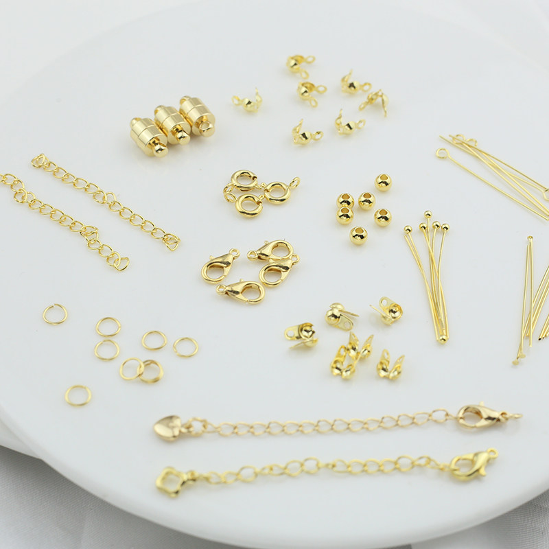 18K包金保色基础材料diy收尾配件球针9字针 开口圈 龙虾扣 延长链,淘宝优惠券,粉丝福利购,淘宝优惠卷