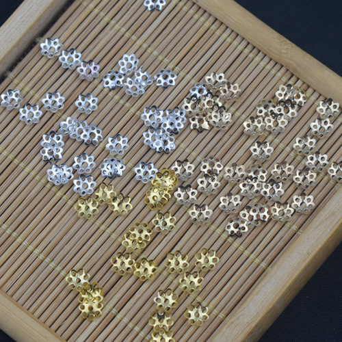 小花托花帽隔片底托珠托6mm手工DIY串珠手链耳环饰品铁质配件材料 - 图3