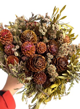 永生森林玫瑰松果干花花束复古森系家居软装装饰摆件跨境ins风