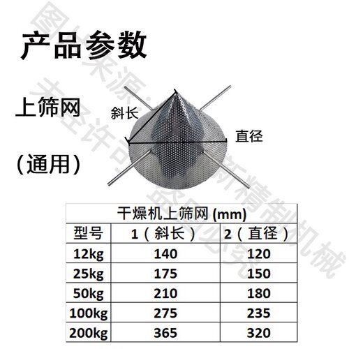 干燥机筛网 信易烘料机烘料桶上下漏斗过滤网 25/50/75/100公斤kg - 图1