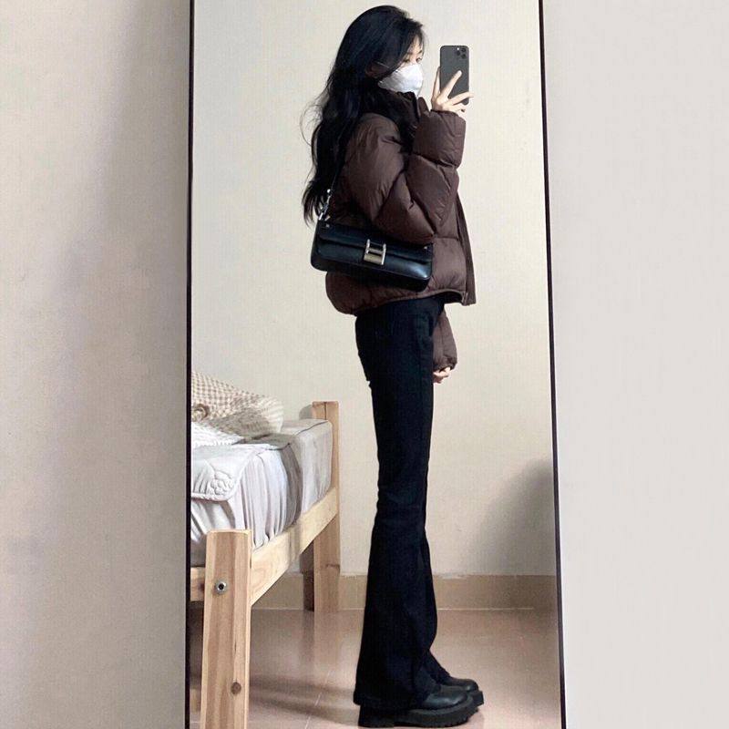 黑色加绒加厚微喇牛仔裤女2025秋冬季新款高腰显瘦弹力喇叭长裤子,淘宝优惠券,粉丝福利购,淘宝优惠卷