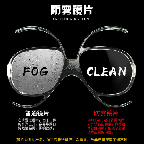 NICEFACE滑雪眼镜适配器蝴蝶镜近视框滑雪镜风镜支架配镜片护目镜 - 图3