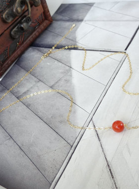 红豆轻奢感包金可调节吊坠项链