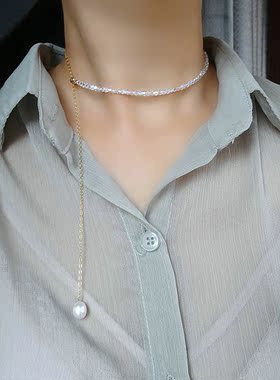 14k包金链条项链女ins奥地利水晶