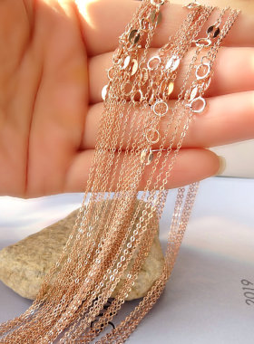 纯银玫瑰金防过敏锁骨链