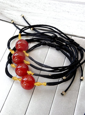 纯天然红玛瑙相思豆红豆转运珠手链项链女情侣手串闺蜜送女友礼物