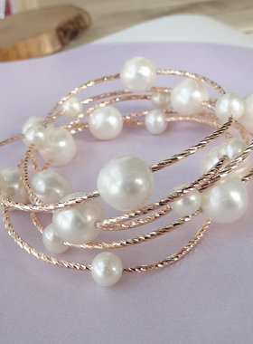 天然强光淡水珍珠手链叠戴高级感