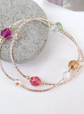 小众双层森系甜美风水晶手链