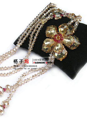 奥地利水晶毛衣链项链女枫叶礼品