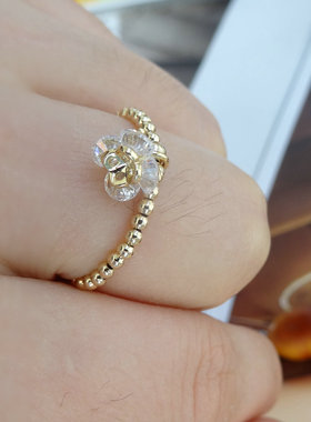 小圆珠14k金水晶原创礼物首饰品