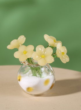 琉璃花朵插花瓶桌面装饰摆件