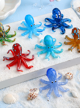 创意家居章鱼火烈鸟动物小摆件玻璃工艺品可爱迷你桌面办公室摆件