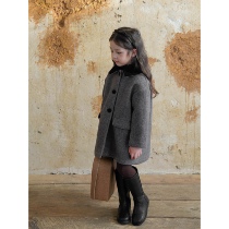 Sonny Kids retro temperament gripped cotton wool top girl winter new collage turd collar jacket