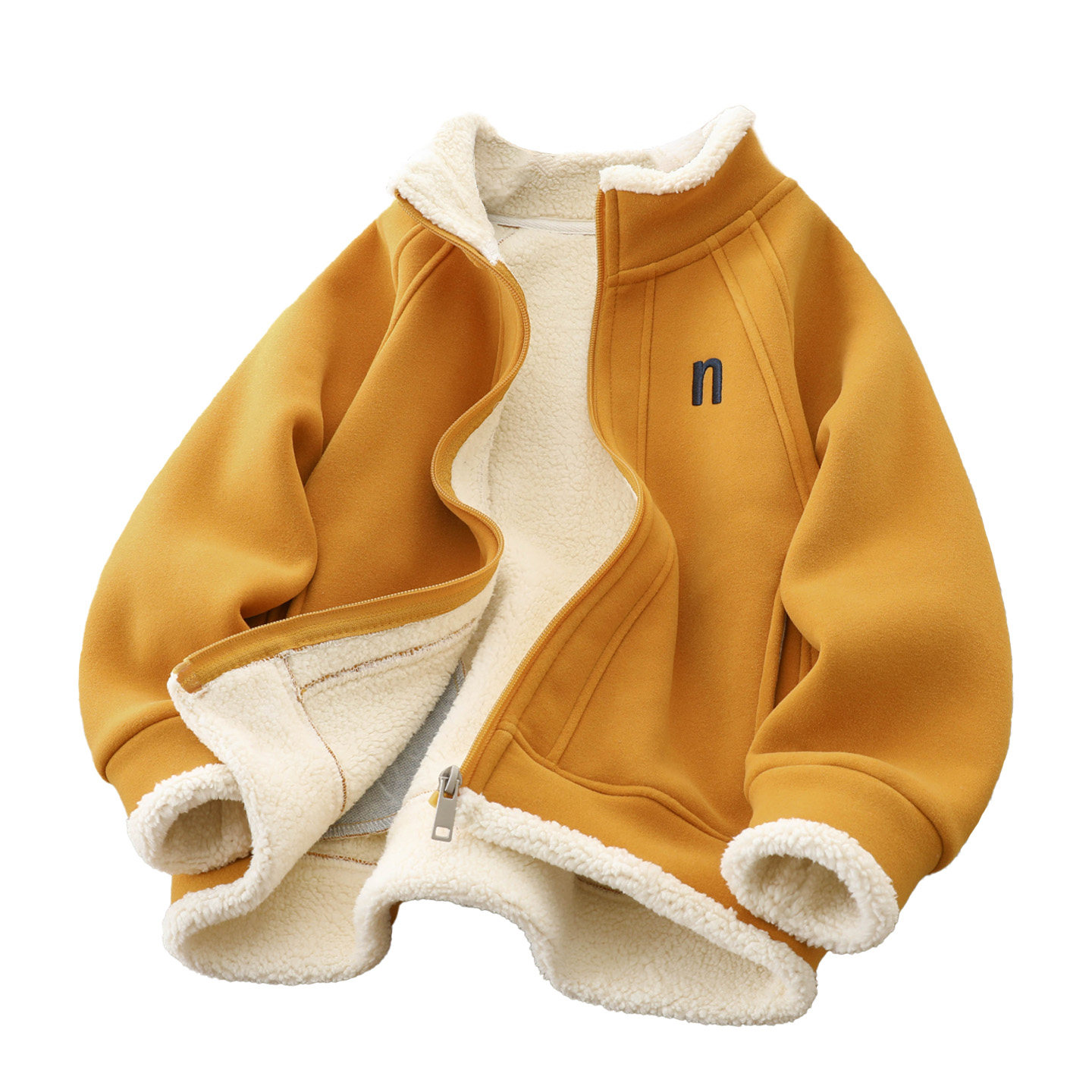 男童加绒羊羔毛外套卫衣秋冬2025新款中大童保暖防风立领拉链上衣,淘宝优惠券,粉丝福利购,淘宝优惠卷